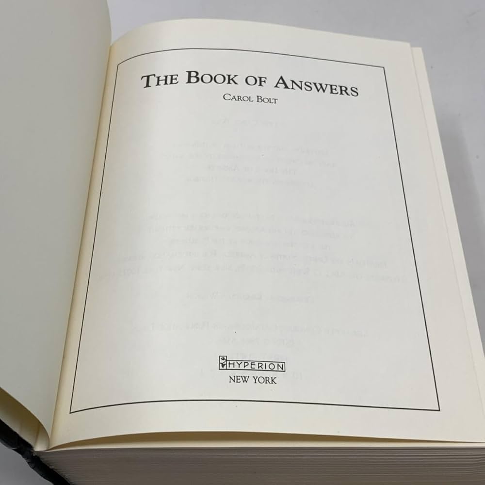 The Book of Answers: Bolt, Carol: 9780786865666: Amazon.com: Books