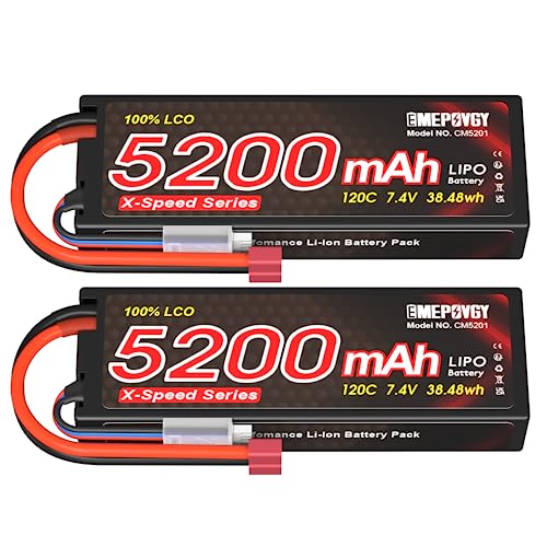 Amazon.co.jp: 7.4V リポバッテリー 5200mAh 120C 2S Lipo 電池 2個