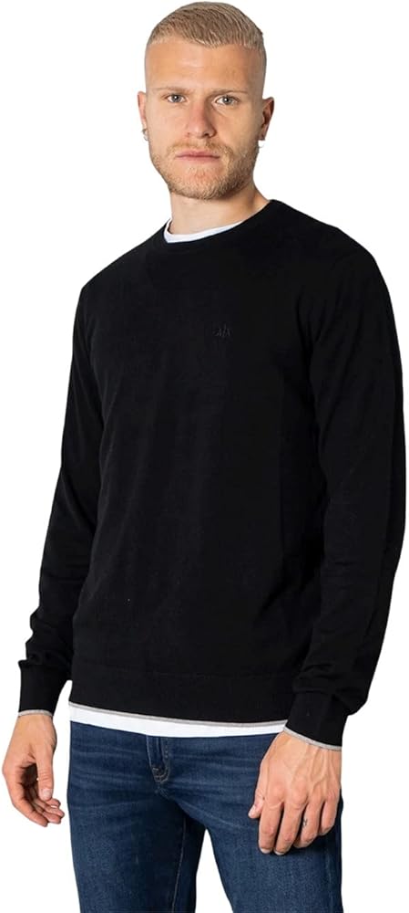 Armani Exchange Men's Cotton Cashmere Pullover Sweater, Black