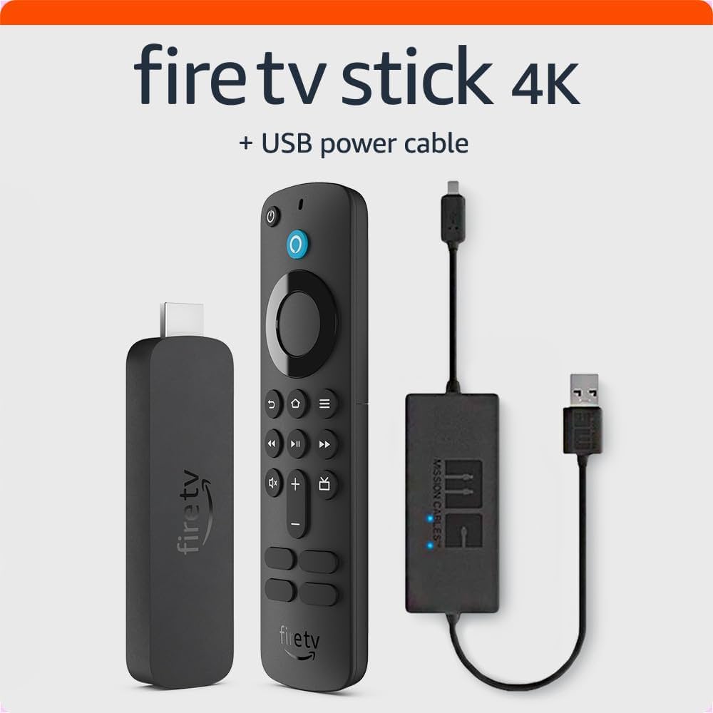 Amazon Fire TV Stick 4K with USB Power Cable (eliminates the need