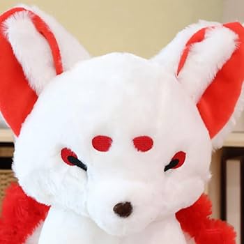 Amazon.co.jp: 狐 縫い包み 白 狐仙人 白赤 大尻尾狐 ぬいぐるみ 動物