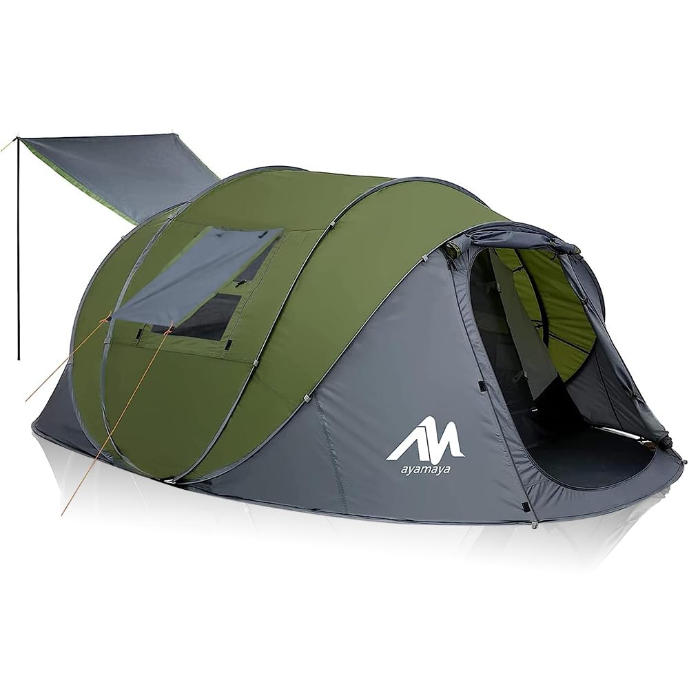 Amazon.co.jp: 【初心者も組立1分 宿泊可 4人用ファミリーテント