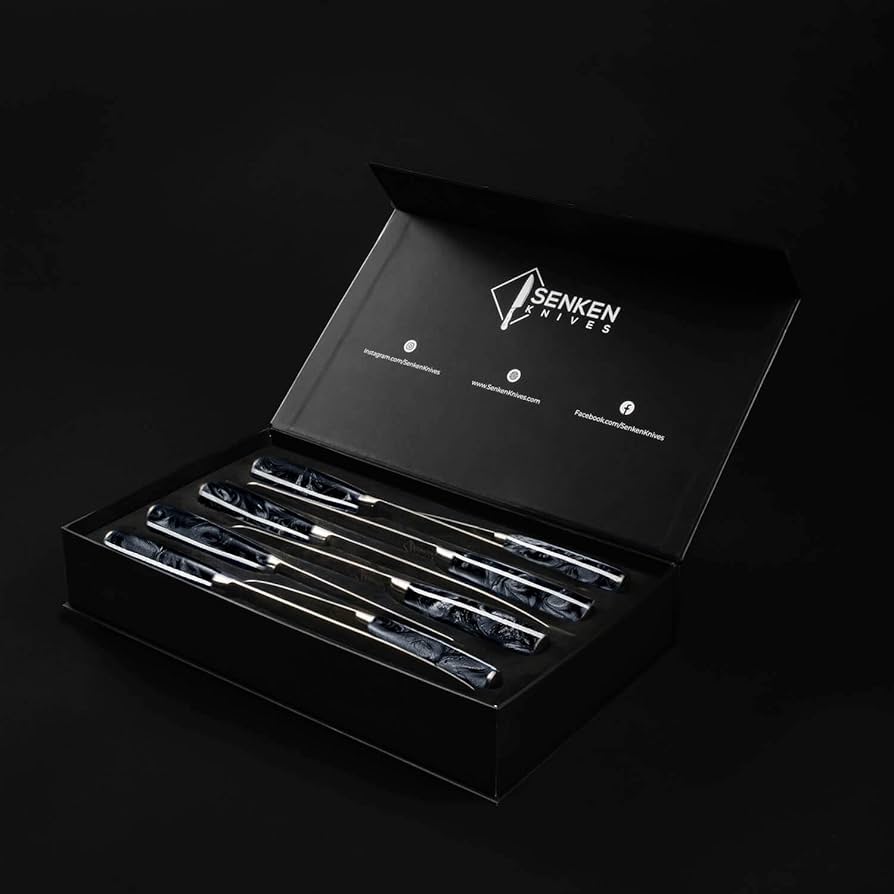 Amazon.com: SENKEN 8-Piece Japanese Knife Set - Black Resin Handle