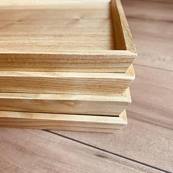 Amazon.co.jp: 木製トレー 4枚セット 木 トレイ お盆 お食事トレイ