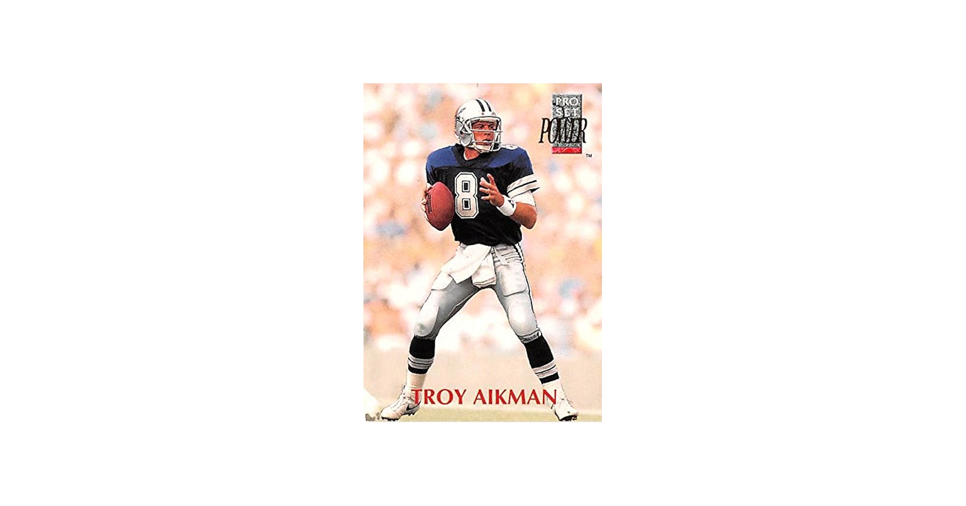 Troy Aikman football card (Dallas Cowboys Hall of Famer) 1992 Pro