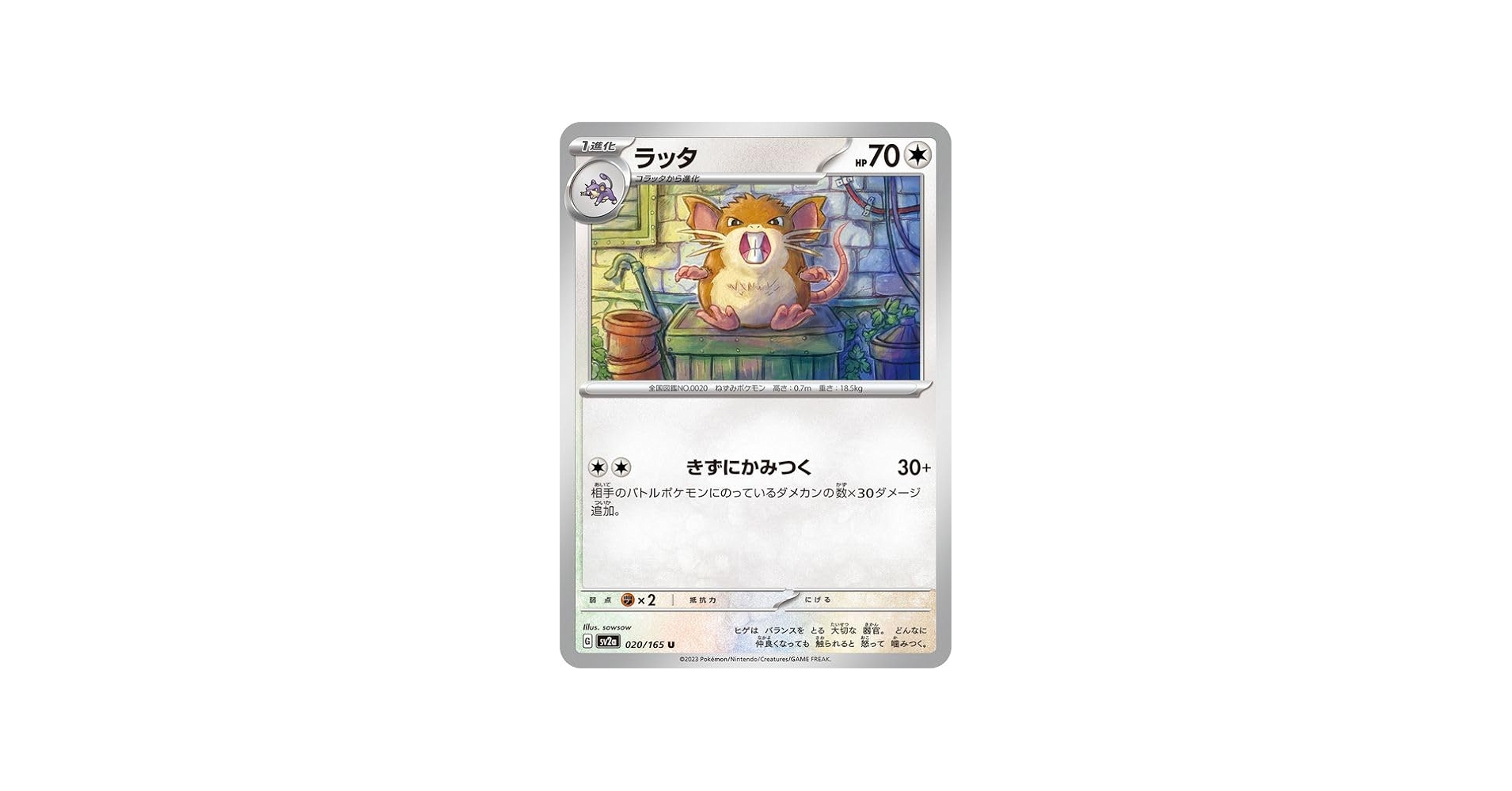 Amazon.co.jp: ポケモンカード151 sv2a 強化拡張パック ラッタ U (020