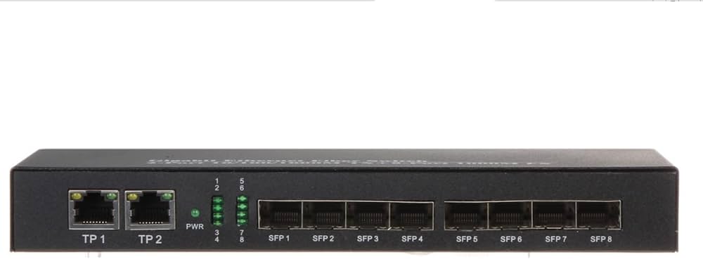 Hanutech Unmanaged Gigabit 8 Port Fiber Switch (2 RJ45 Ports + 8