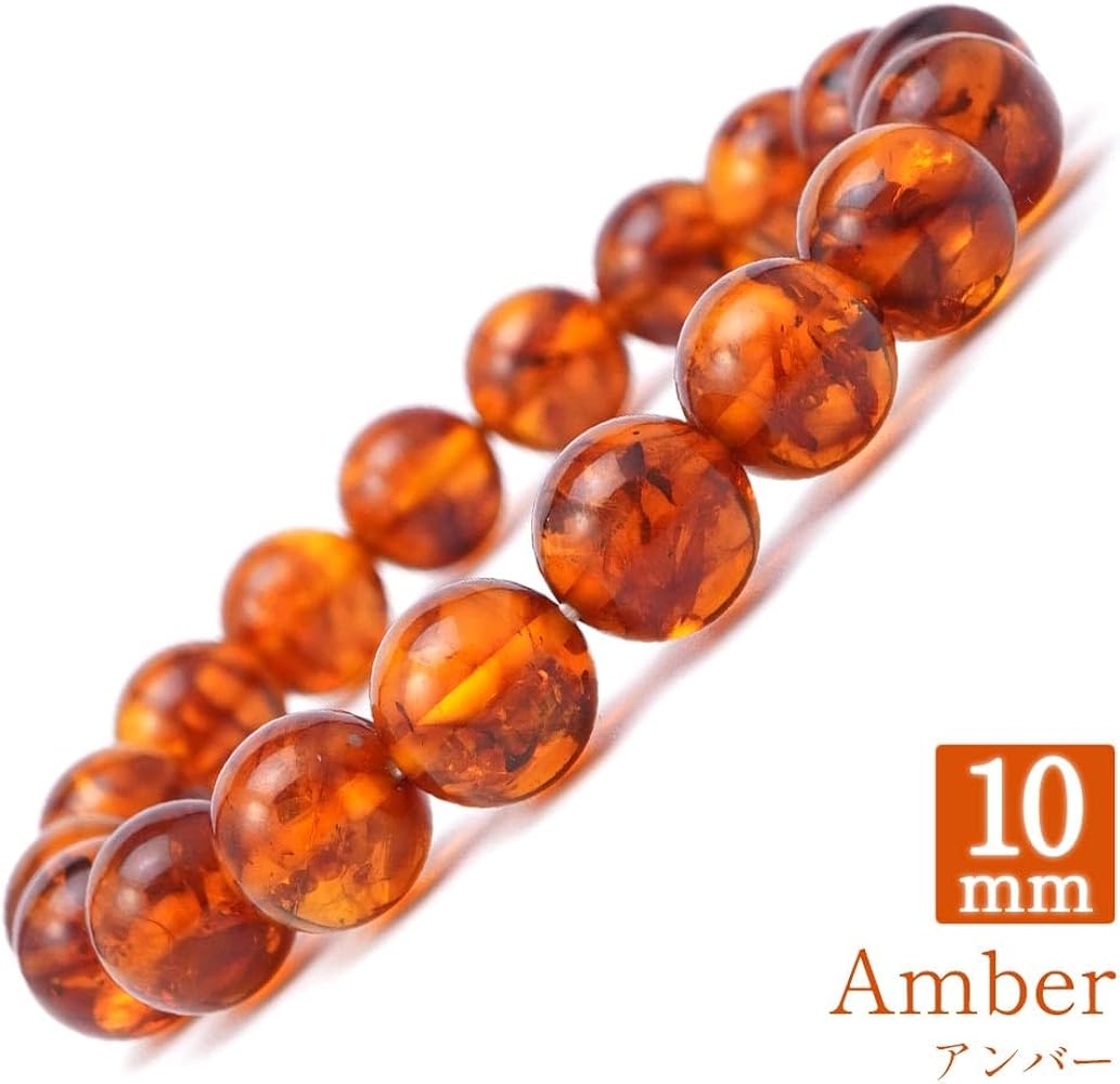 Amazon.co.jp: アンバー 10mm 丸玉 ブレス ブレスレット 内周 約18cm