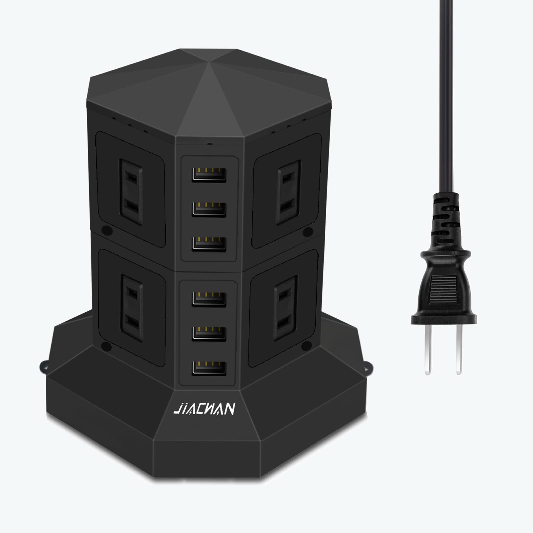 Amazon.co.jp: JIACHANタワー式電源タップ 縦コンセント 8AC充電口雷