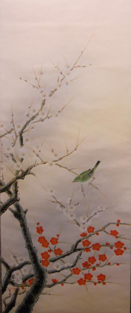 掛け軸 秀水 彩色秋景図 絹本 希少 軸装 茶道具 掛軸 美品 です