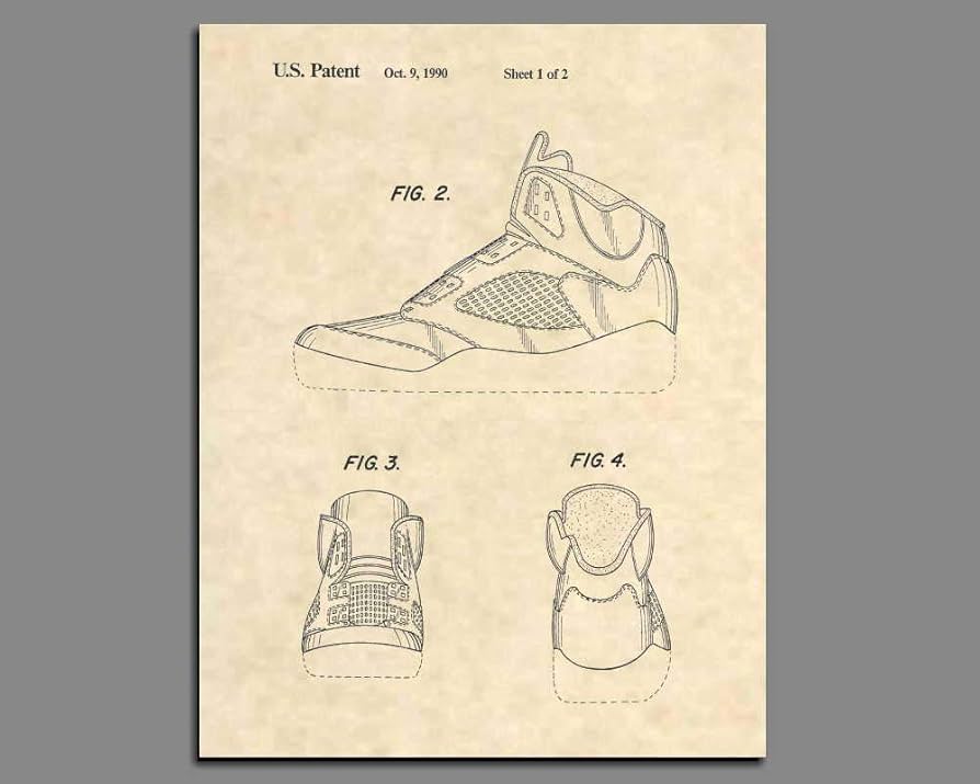 Amazon.com: Patent Prints - Air Jordan Retro 5 Sneaker Art - Retro