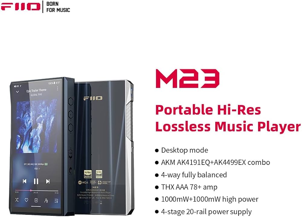 FiiO Lettore musicale portatile ad alta risoluzione M23 (blu