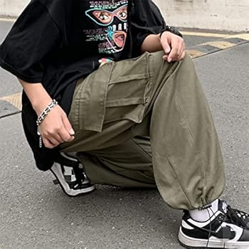 Calça cargo folgada masculina Y2k Gothic Streetwear Calça cargo de