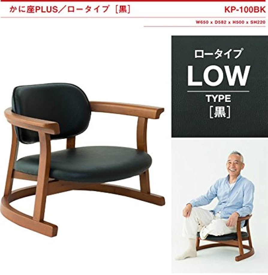 Amazon | 立ち上がりやすい椅子 かに座PLUSチェア ロータイプ ブラック
