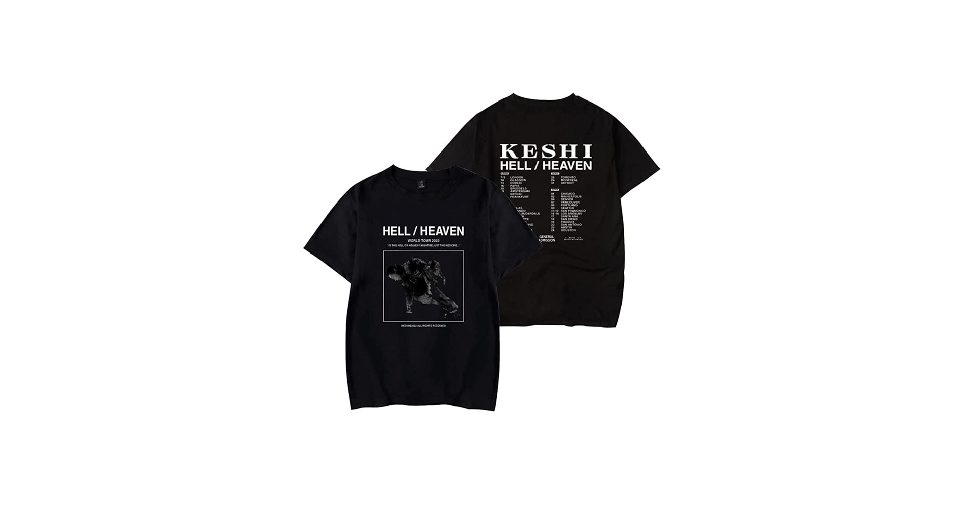 WJHYWDH Keshi The Hell Heaven Tour T-Shirt Merch Casual Short