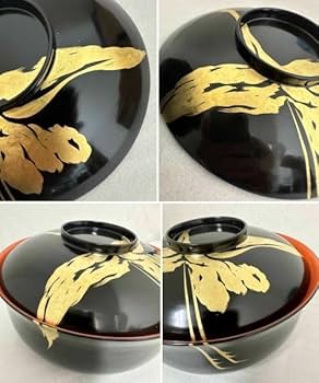 Amazon.co.jp: 保管品 平安堂 造 呉藤友乗 翔鶴 蒔絵 食籠 漆椀 共布