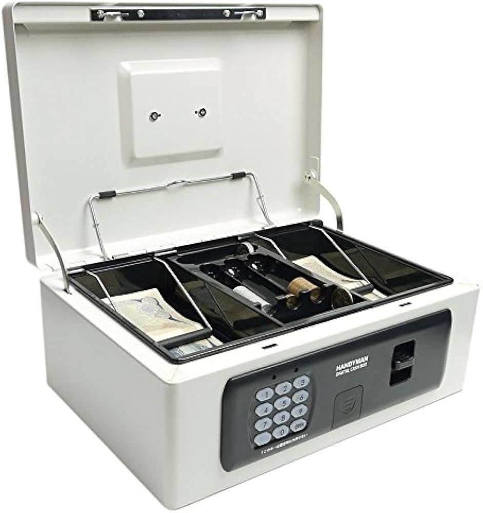 Amazon.co.jp: キャッシュボックス 手提げ金庫 テンキー キーレス 暗証