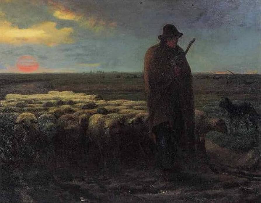 Amazon.co.jp: ミレー・「夕暮れに羊を連れ帰る羊飼い」 プリ