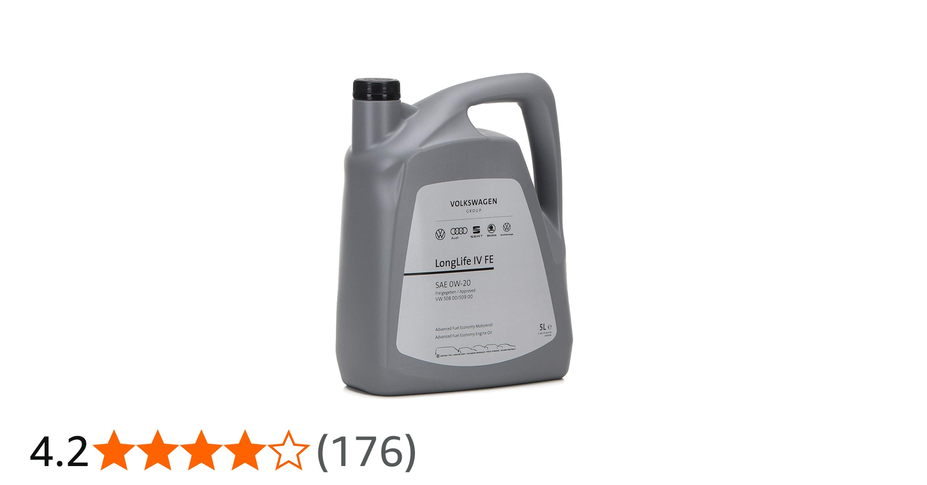 Longlife IV SAE 0W20 Engine Oil Approval VW 50800 50900 5 Litres