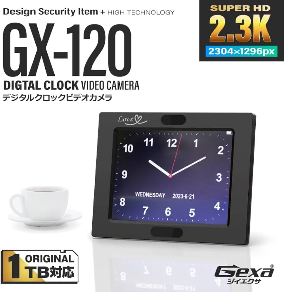 Amazon.co.jp: Gexa（ジイエクサ） 2.3K 小型カメラ デジタルクロック