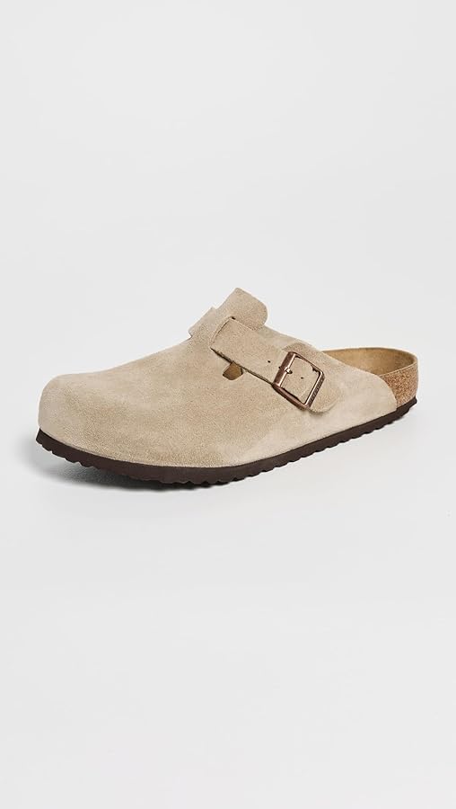 Amazon.com | Birkenstock Unisex Boston Soft Footbed, Taupe Suede