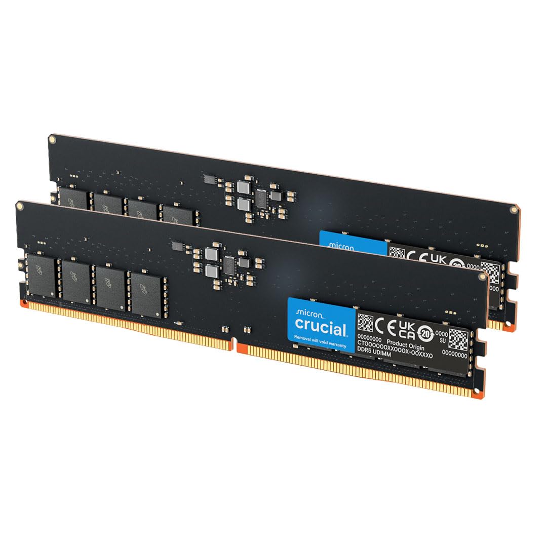 Crucial 32GB DDR5 RAM Kit (2x16GB), 5600MHz (or 5200MHz) Desktop