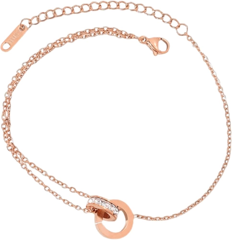 Amazon | [APOSITV]アンクレット レディース ピンクゴールド キラキラ