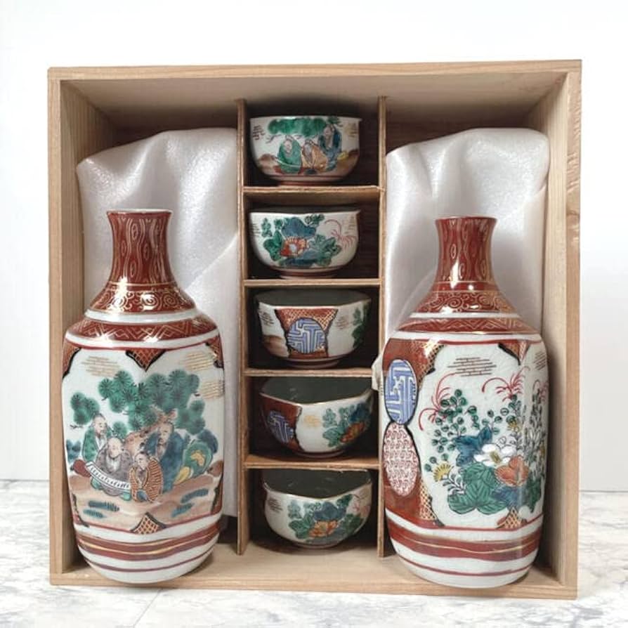 Amazon.co.jp: 九谷焼 九谷庄三 とっくり お猪口 セット 徳利 酒器