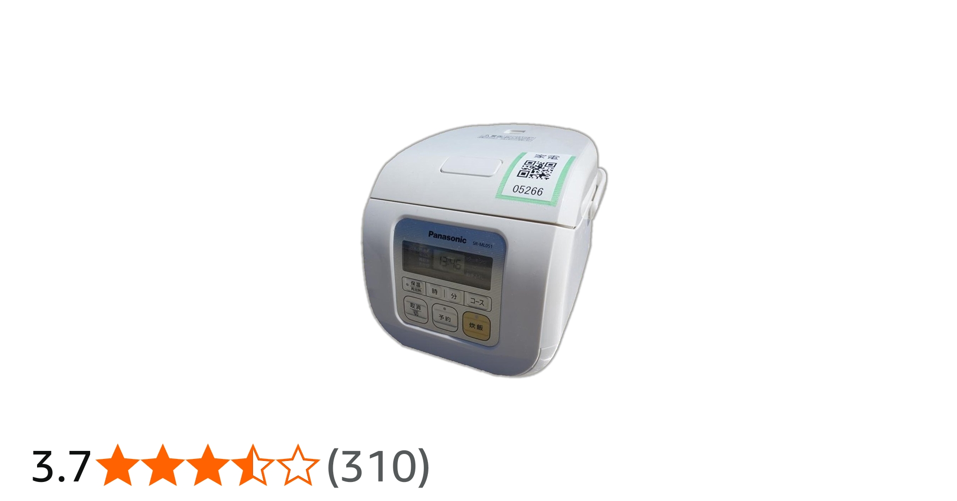 Amazon | パナソニック 3合 炊飯器 マイコン式 ホワイト SR-ML051-W