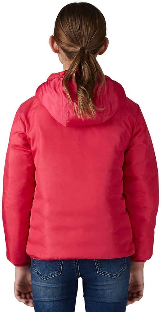 Eddie Bauer Girls Reversible Hooded Down Jacket (Pink Ombre/Red, X