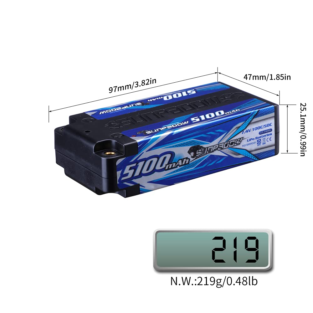 Amazon.co.jp: SUNPADOW 2S 7.4V 100C 5100mAhハードケースRC リポ