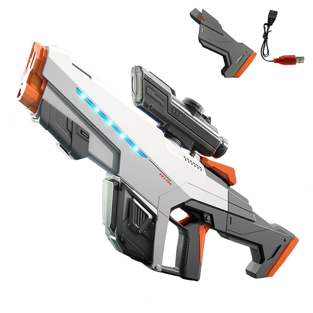 Amazon | 電動ウォーターガン 光る 水鉄砲 電動 【LEDライト&自動給水