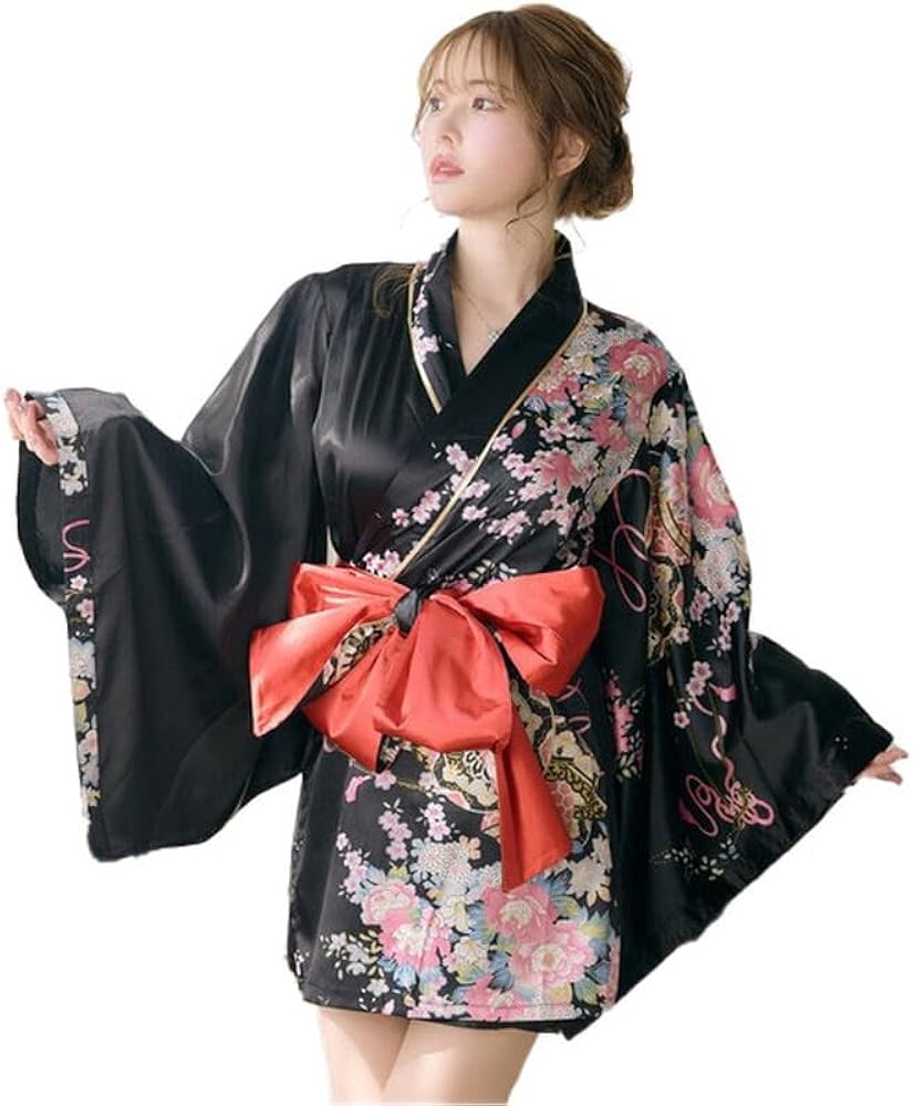 Amazon.co.jp: [LoveRich] ラブリッチ サテン和柄花魁ミニ着物ドレス