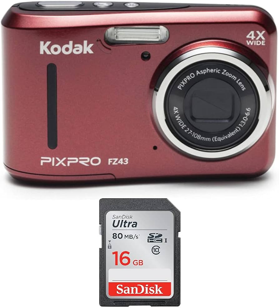 Amazon.com : Kodak PIXPRO FZ43 Friendly Zoom (Red) Bundle with