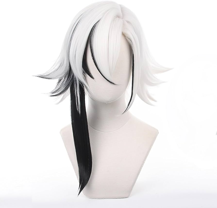 Amazon.co.jp: ホワイト ブラック ショート ウィッグ ゲーム コスプレ