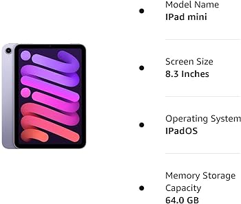 Amazon.com : Apple 2021 iPad Mini 6 8.3-inch, Wi-Fi, 64GB, Purple