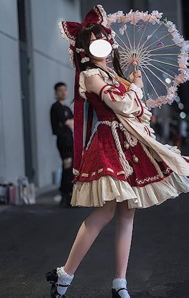 Amazon.co.jp: 博麗霊夢 コスプレ衣装＋髪飾り(ウィッグ 靴 道具 追加