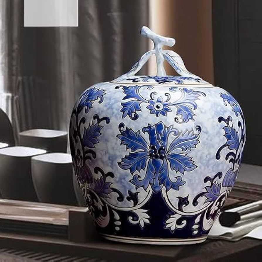Amazon.co.jp: オブジェ 置物 置き物 飾り 蓋付き飾り壺 大型 陶器