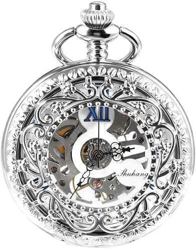 Amazon | TREEWETO 機械式 懐中時計 アンティーク ブルーダイヤル