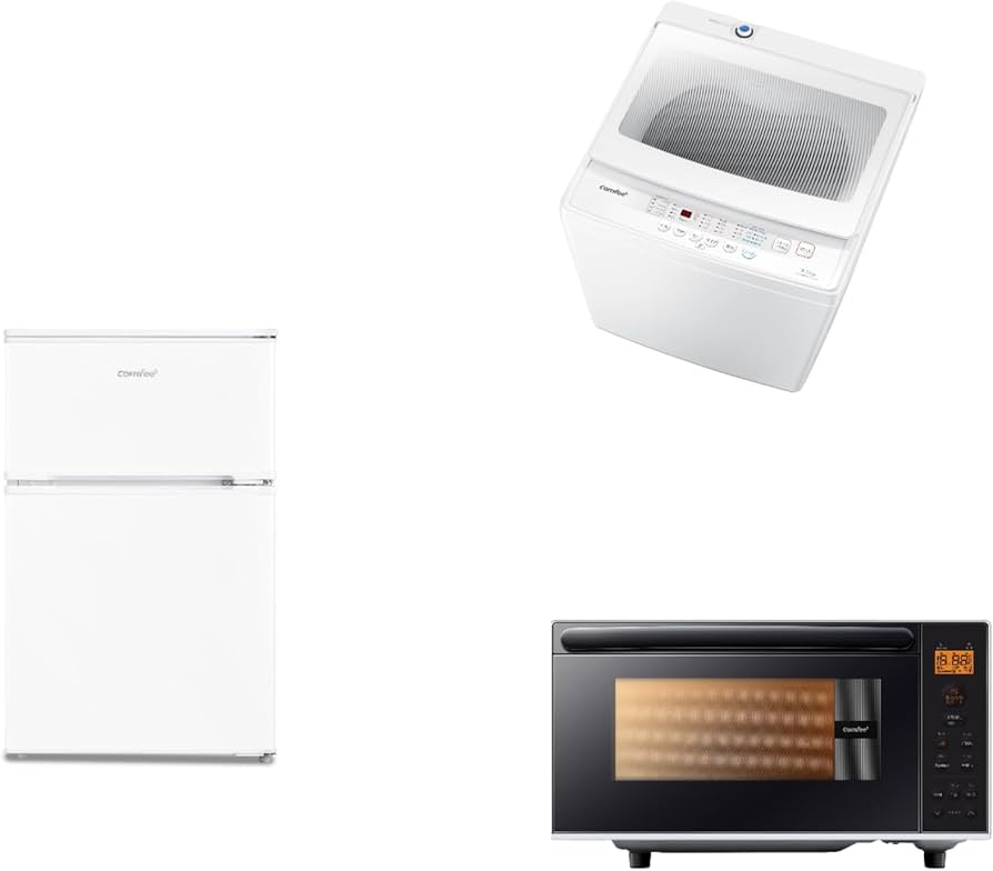 Amazon | 【家電セット 3点】 コンフィー(COMFEE') 冷蔵庫90L白+洗濯機