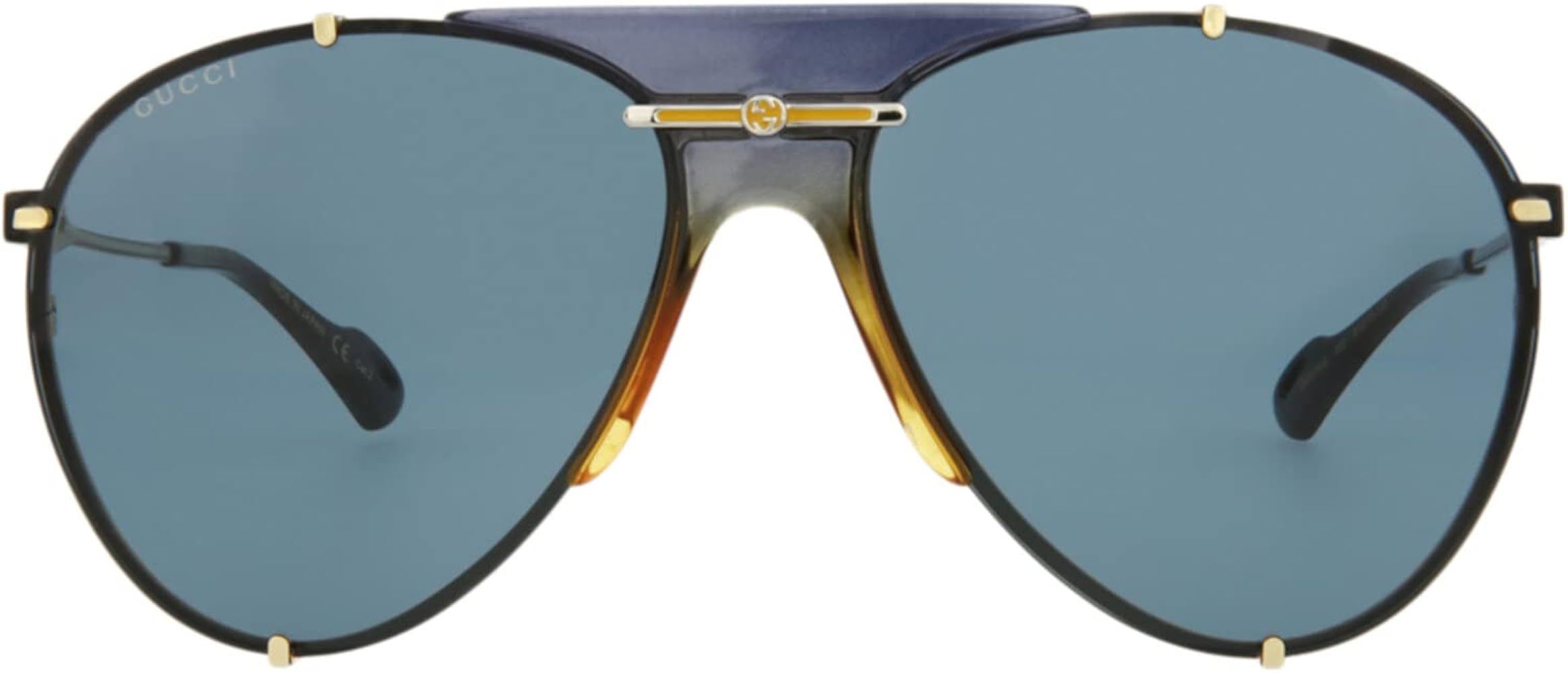 Amazon.com: Gucci Aviator Sunglasses Gold Gold Blue Luxury Eyewear
