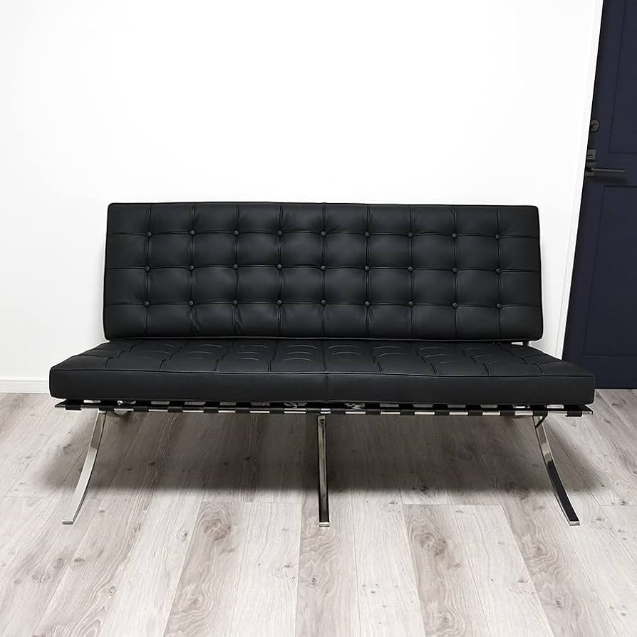 Amazon｜バルセロナチェア 2人掛け イタリアンレザー仕様 色ブラック