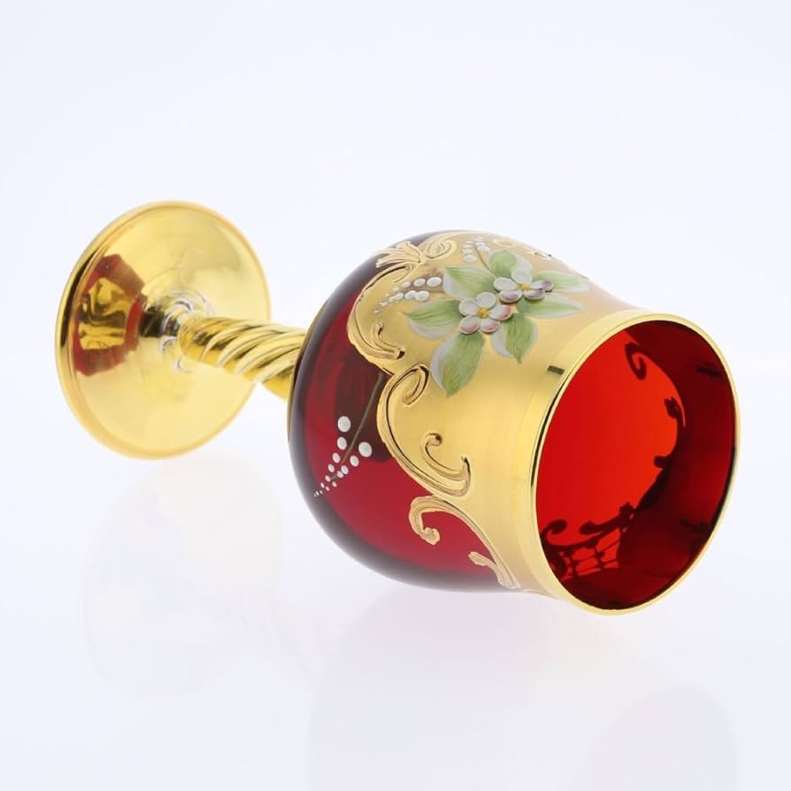 Amazon | GlassOfVenice 2個セット ムラーノガラス ワイングラス 24K