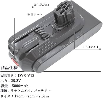 Amazon.co.jp: ダイソン V12 5000mAh Detect Slim 専用 SV20 SV30 SV46