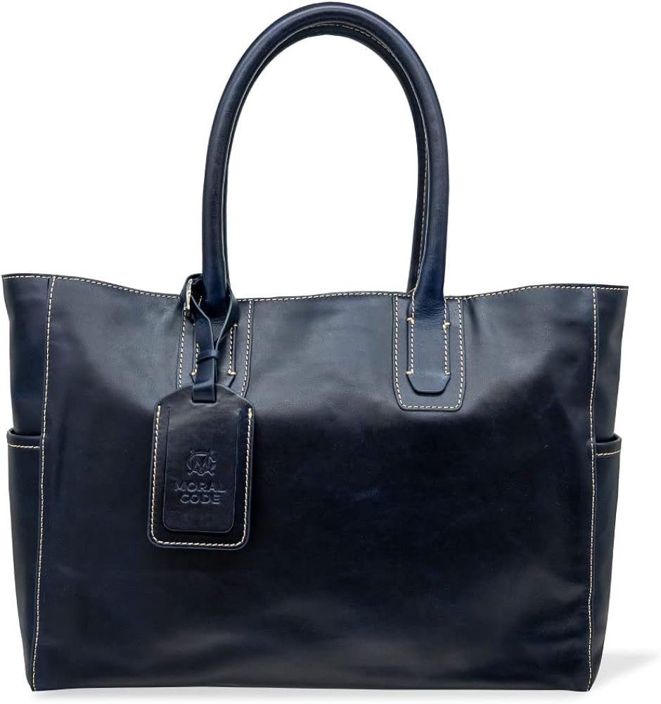 Amazon | [MORAL CODE] レザー トートバッグ CROSBY-II NAVY ネイビー