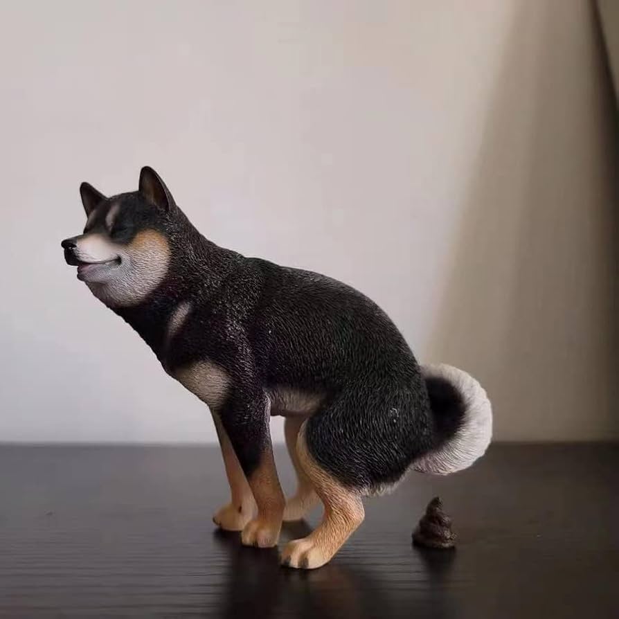 Amazon.co.jp: JXK MMOS X うんこ中の黒柴 ツボる 置物 樹脂製 高耐久