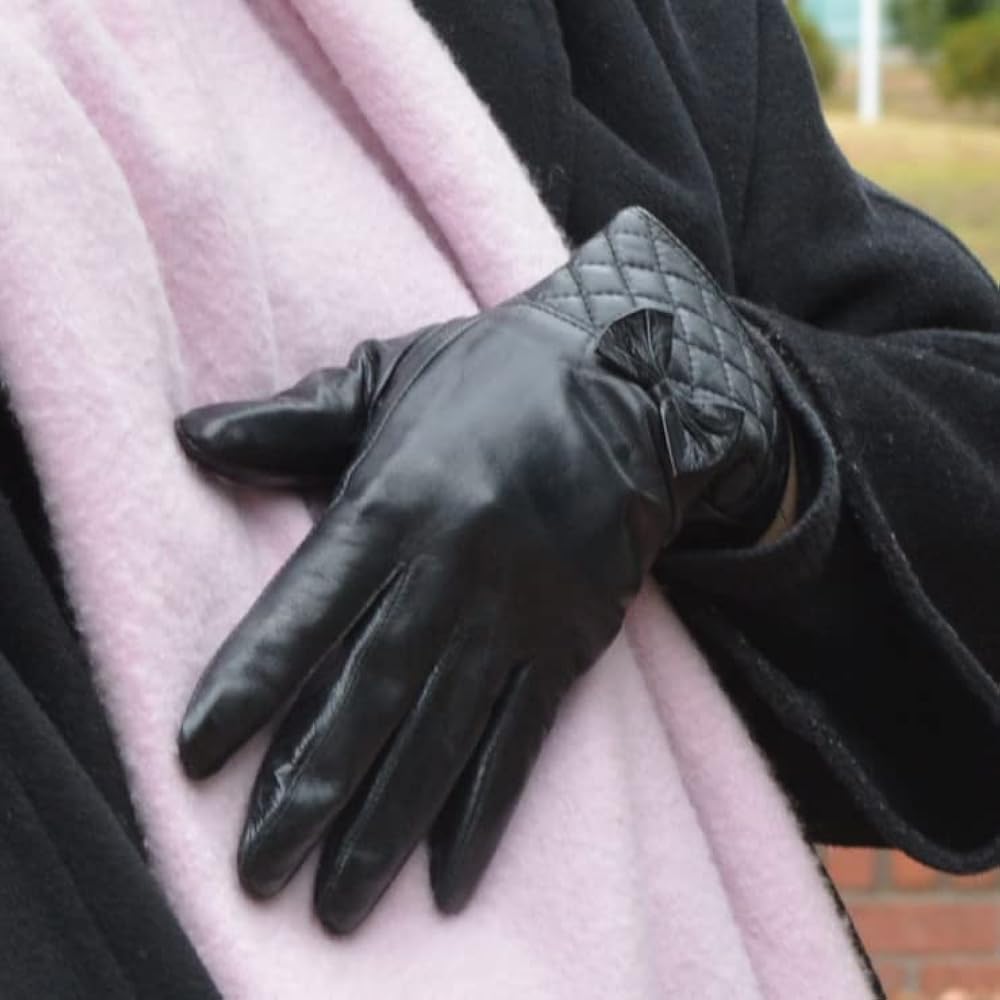 Amazon | ラム革 レザー 手袋 婦人 Mサイズ ブラック レディース 羊革