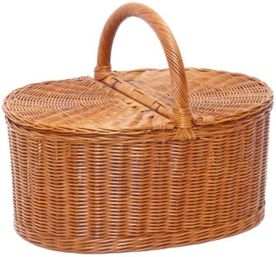 Amazon｜型番621 ピクニックバスケット籐かご ハンドルふた付き 運動会