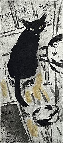 Amazon.co.jp: 山岡康子『cafe chat noir』銅版画（エッチング