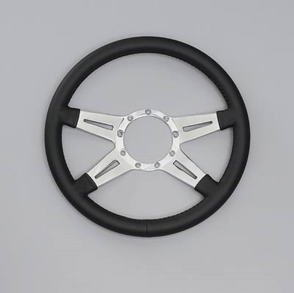 レカラ MK9 ネイビー系レザーステアリング 36.5パイ ポリッシュ